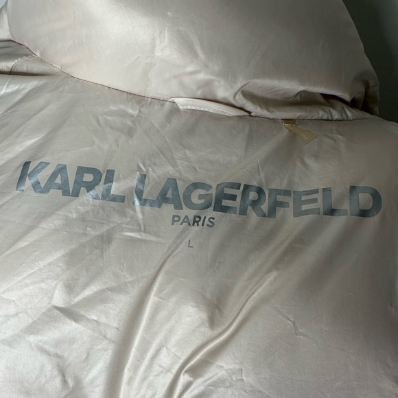 Karl lagerfeld off white zip up puffer, puffed collar adjustable waist size L - Picture 9 of 10